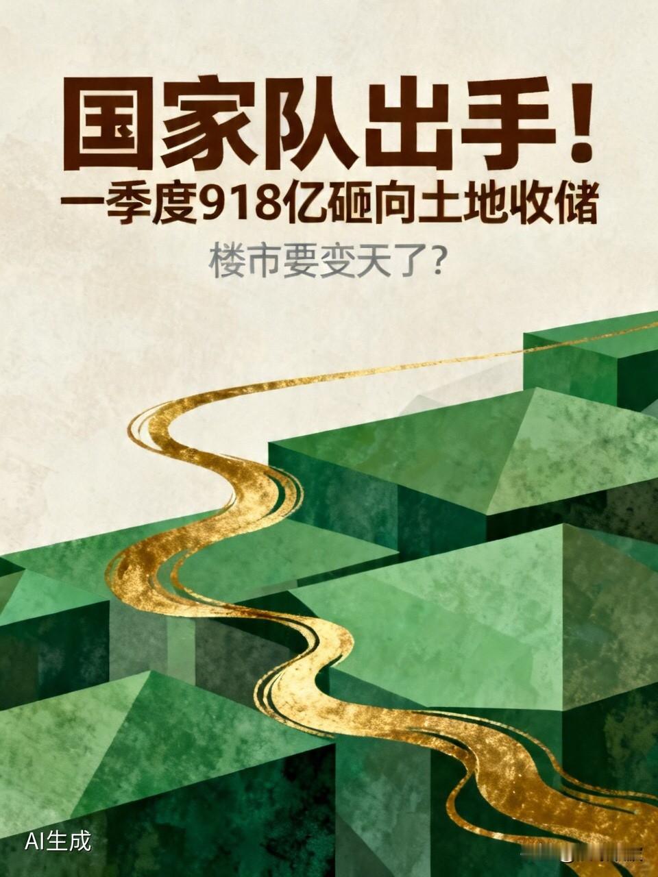 国家队出手！一季度918亿砸向土地收储，楼市要变天了？很多人没注意到，一