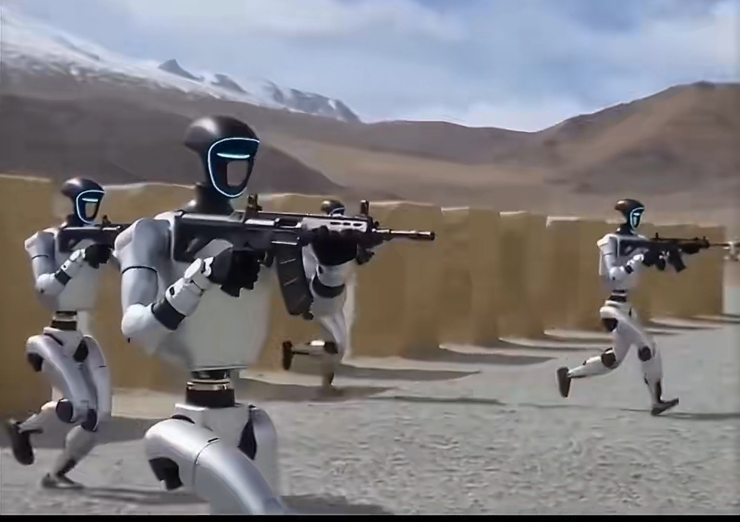 机器人如果真能做到带着枪跑，那绝对算是破天荒的存在。以后直接让机器人上战场，上边