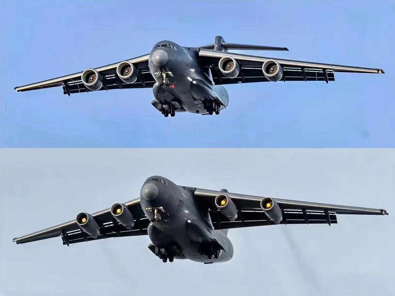 运-20A和运-20B同角度对比，大风扇就是给力，发动机都大了整整一圈。当年国