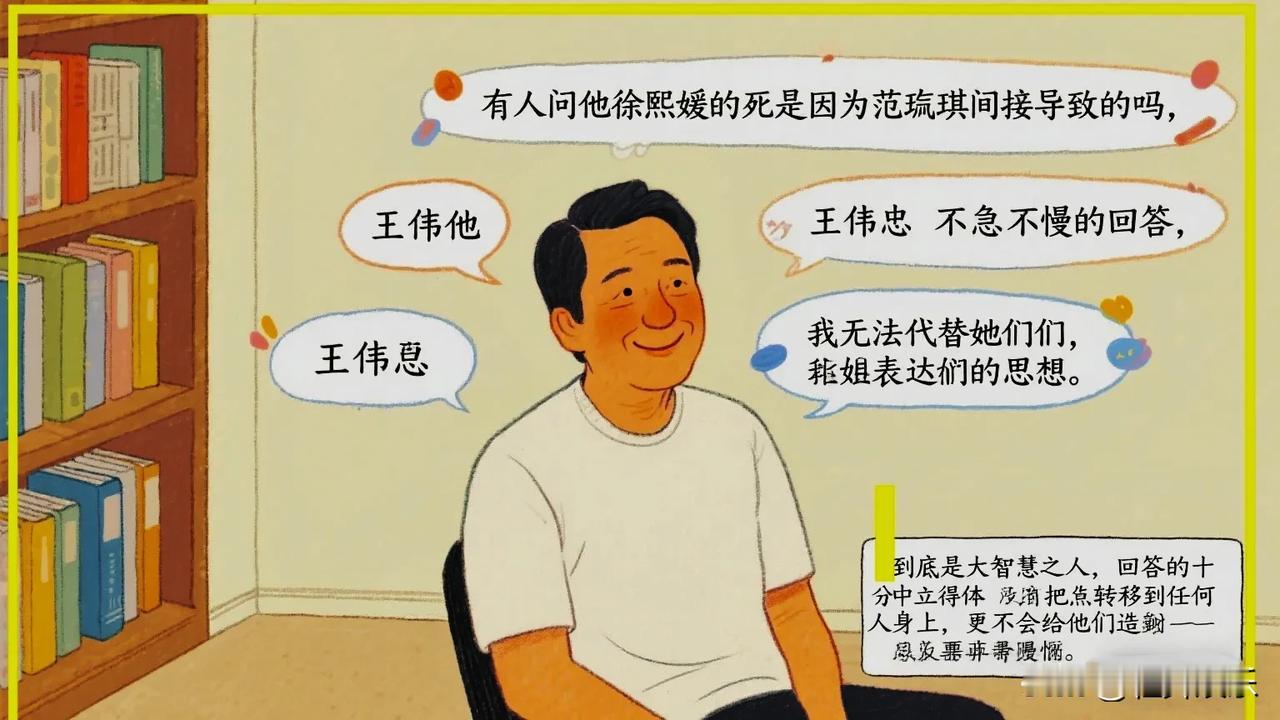 王伟忠确实是聪明人。有人问他徐熙媛的死是因为范玮琪间接导致的吗王伟忠不