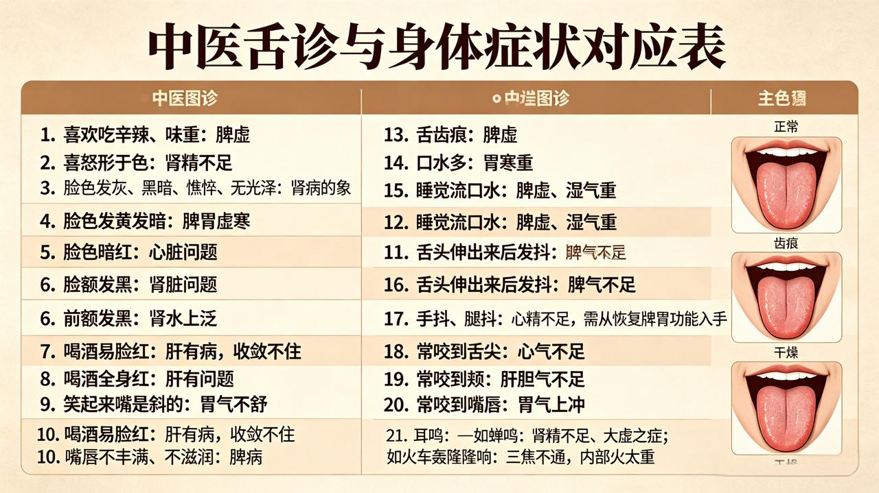 身体暴露的健康问题1. 偏爱辛辣、重口味食物：多为脾虚！2. 情绪外露