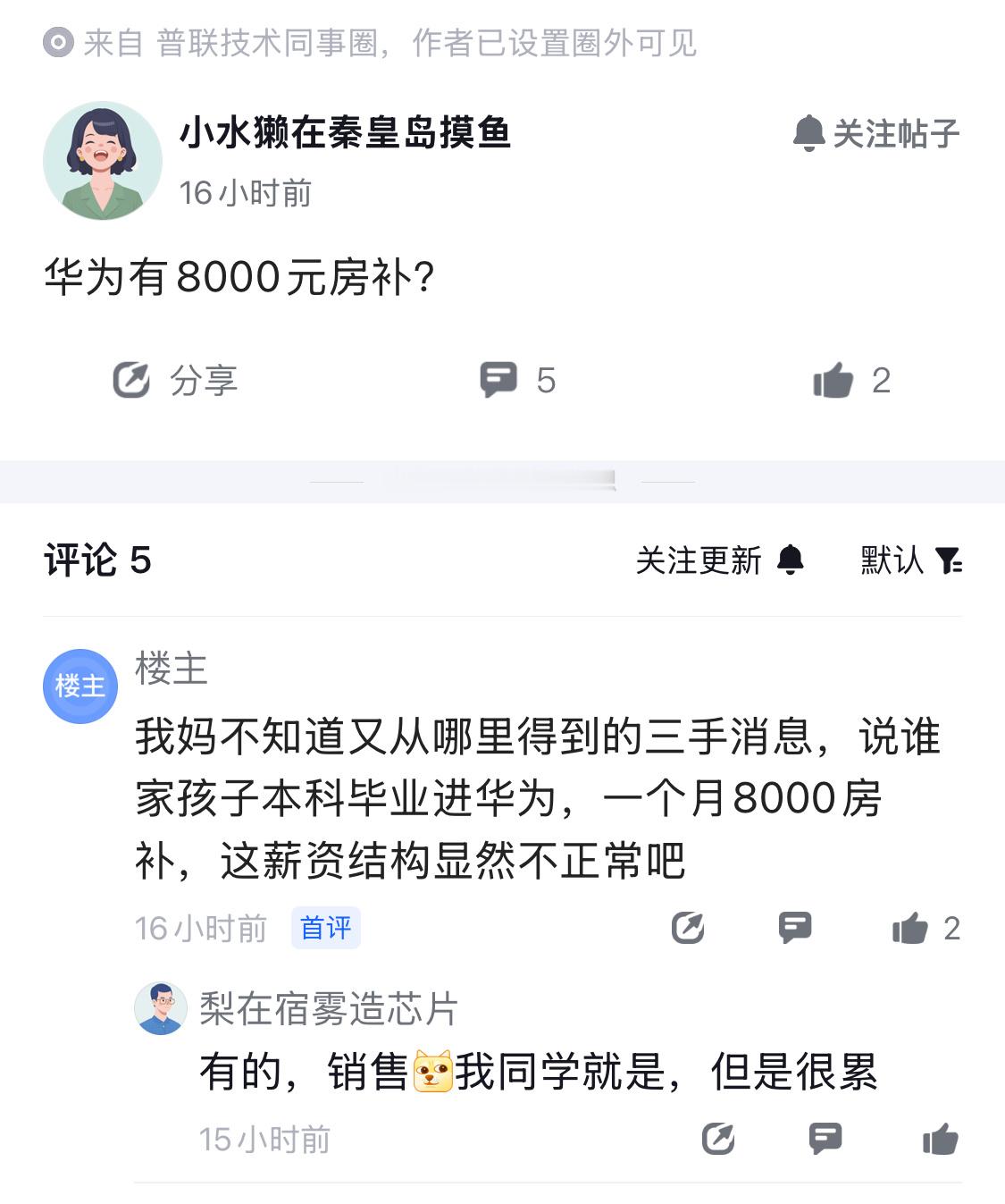 真的假的，华为什么岗能有8000的房补？这比很多人的月薪都要高了