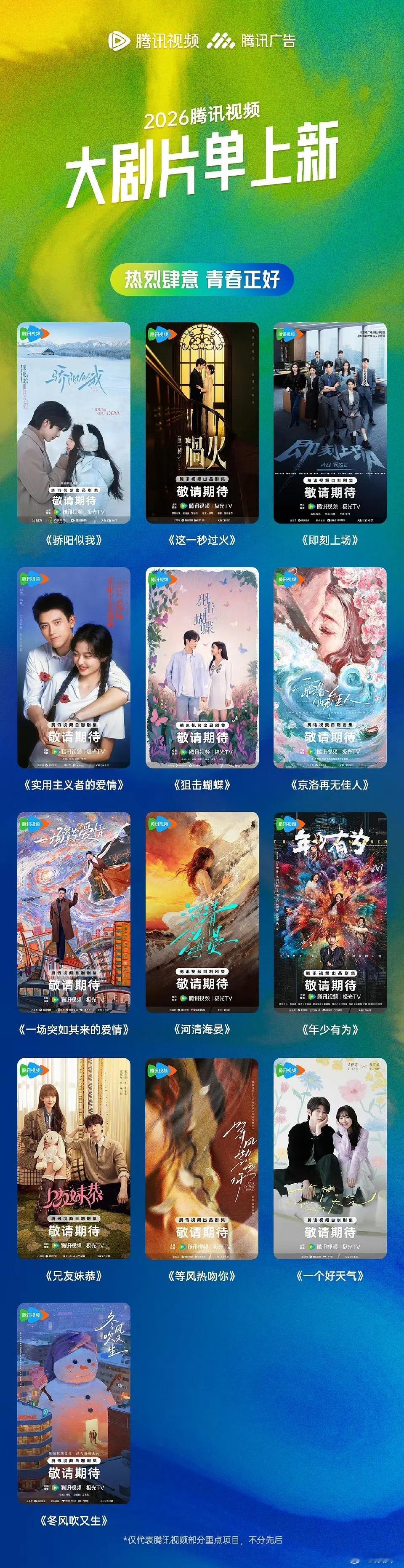 🐧鹅厂2026大剧片单，大约120+部剧，有点晕剧了，这里面能有十个热播的就算