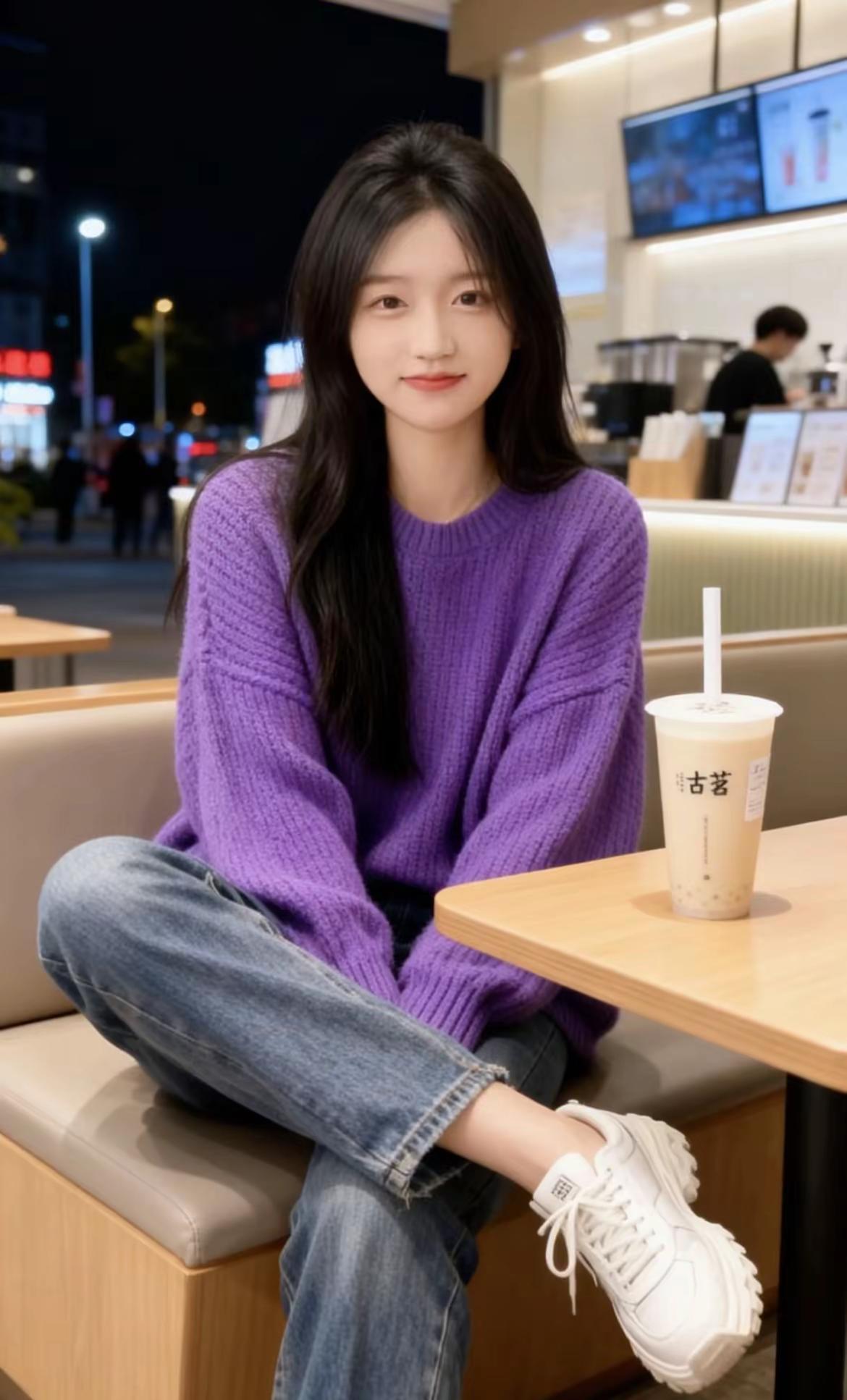 古茗连续剧之紫色战袍篇。分享日常生活喝奶茶穿搭