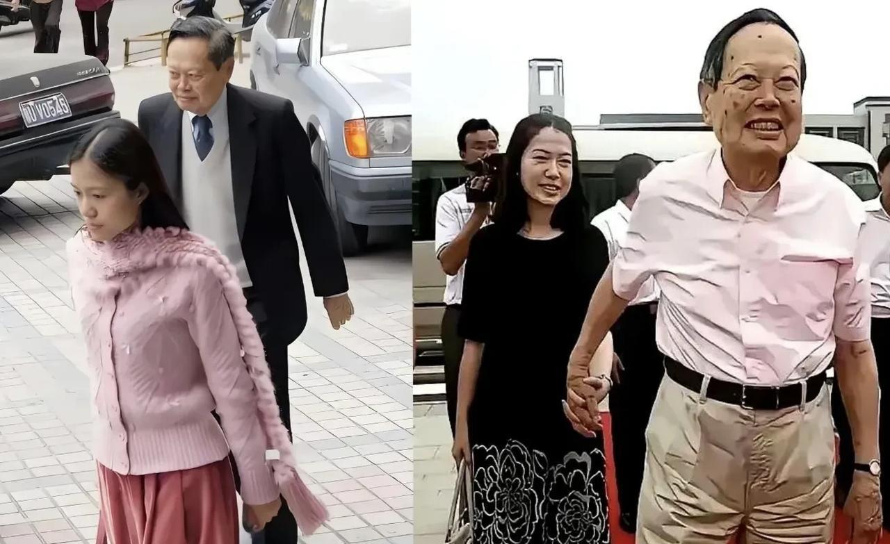 两张照片上是相距21年的翁帆与杨振宁先生。什么叫“执子之手与子偕老”？这就叫“执
