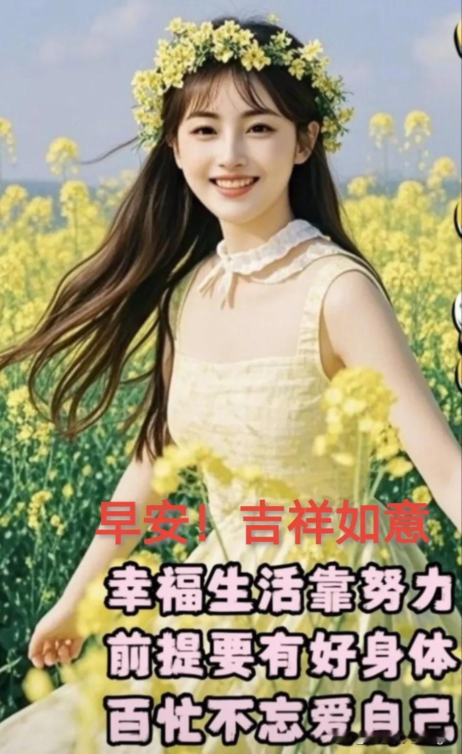 早安！吉祥如意🌞[玫瑰]美丽清晨空气清新！春天油菜花太漂亮！田园处