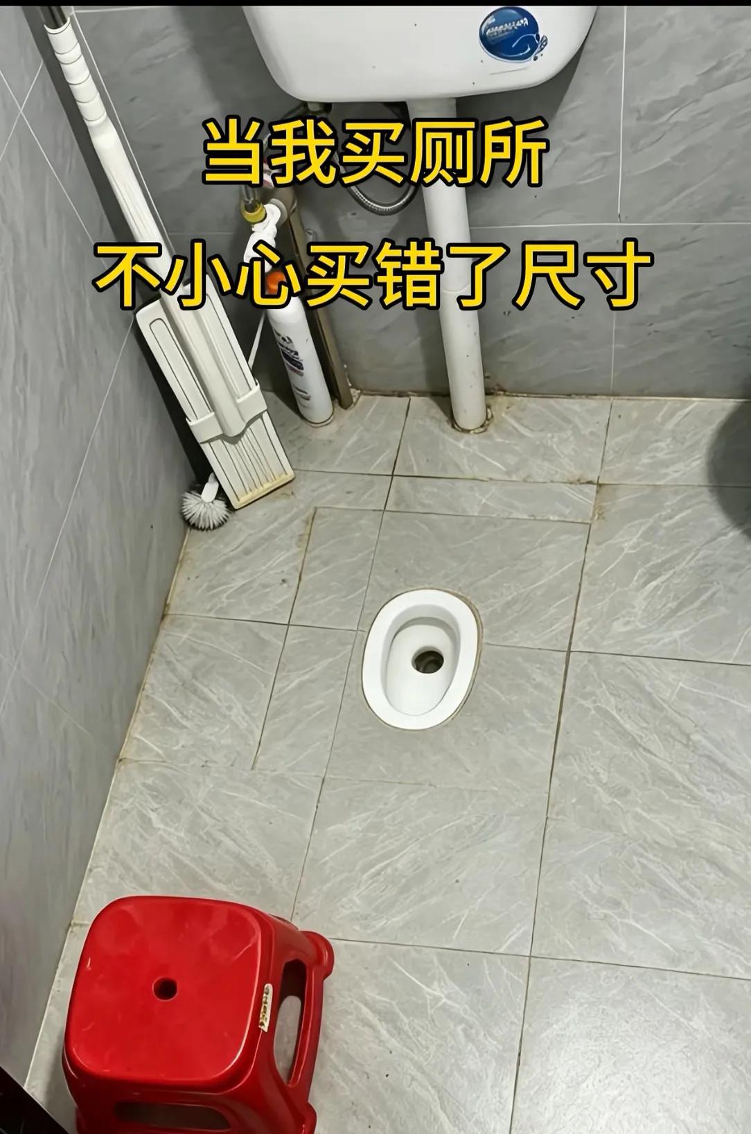我是不是买小了？装完我人都看懵了，这个蹲坑也太小巧了。摆在偌大的卫生间地面上，显