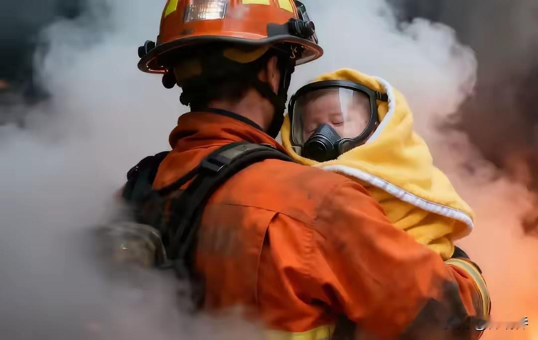 热泪盈眶！看着三个月大的婴儿，靠在消防员的怀里不哭不闹，安然入睡的一幕，我们热