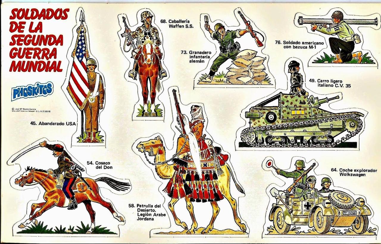 第二次世界大战的士兵左上角：标题与品牌标题：“SOLDADOSDELA