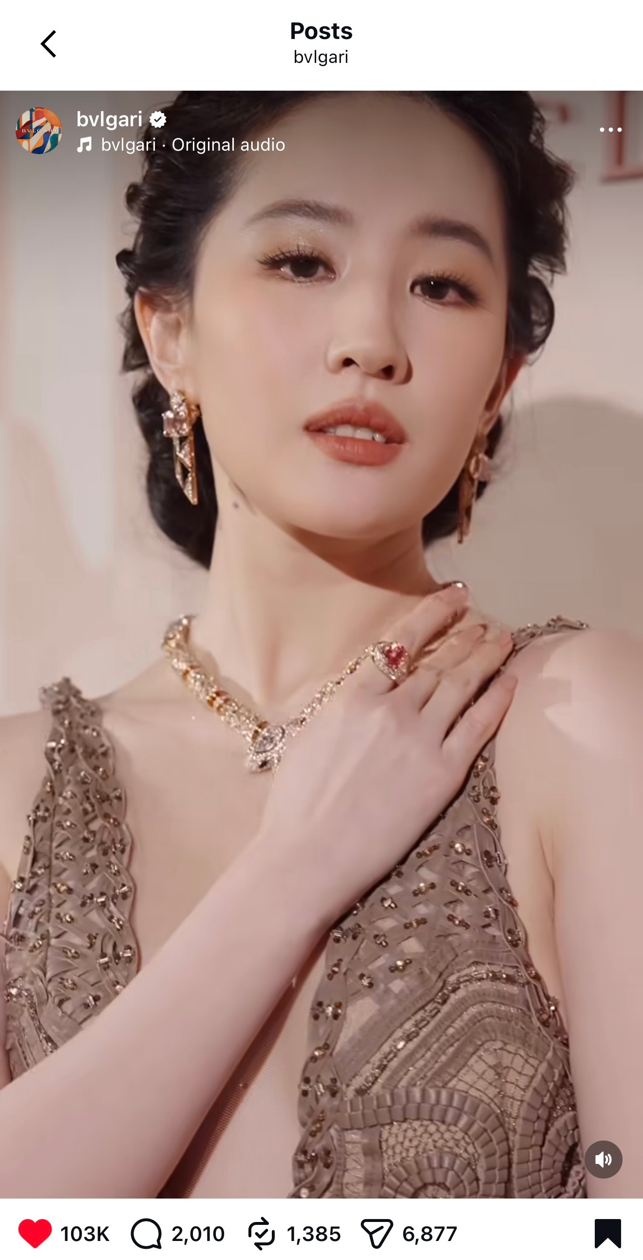 刘亦菲盘点总结宝格丽官方Ins、InsStory、FB、TikTok关于全