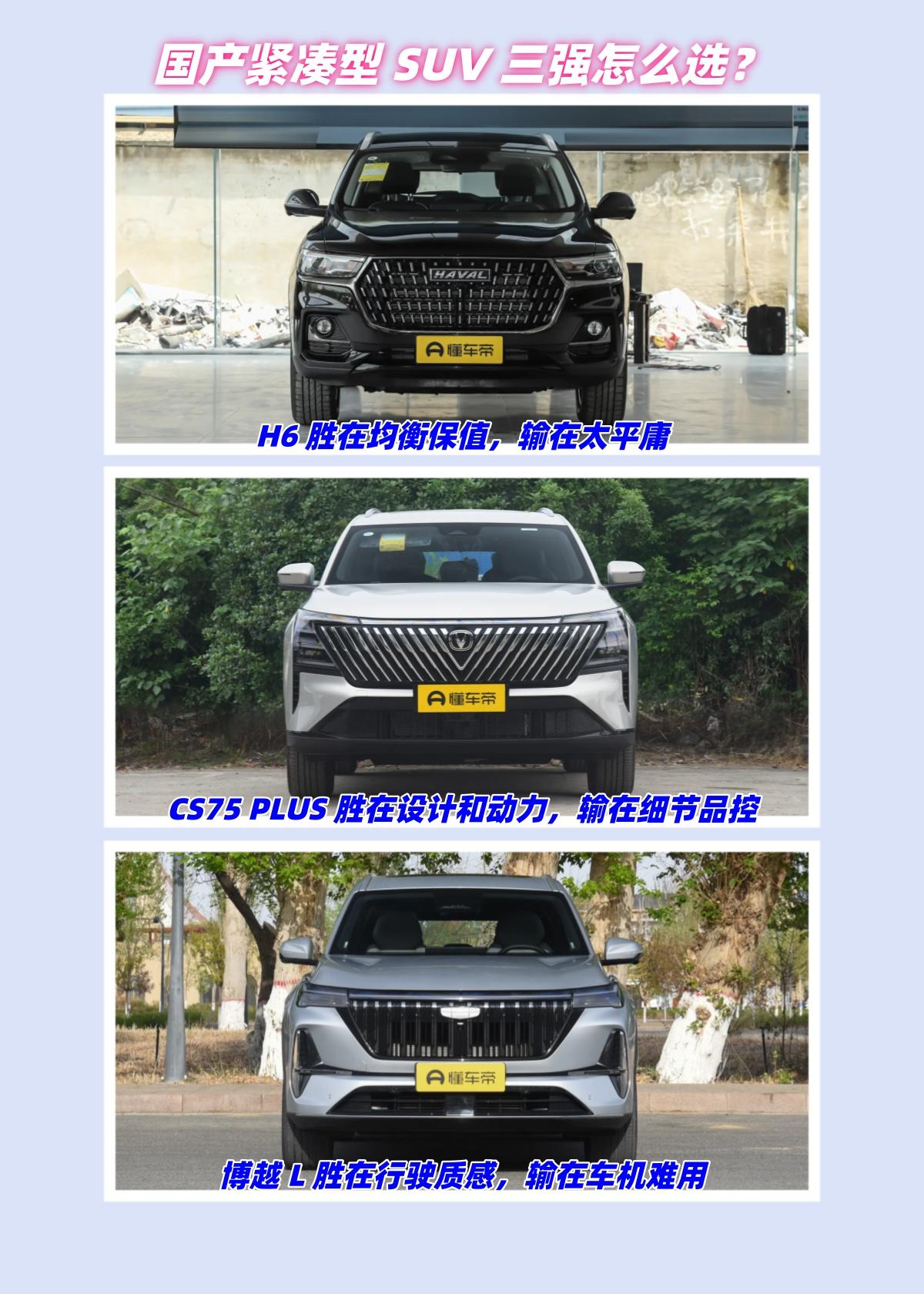 国产紧凑型SUV三强怎么选？聊到国产紧凑型SUV，这三台绕不开：哈弗H