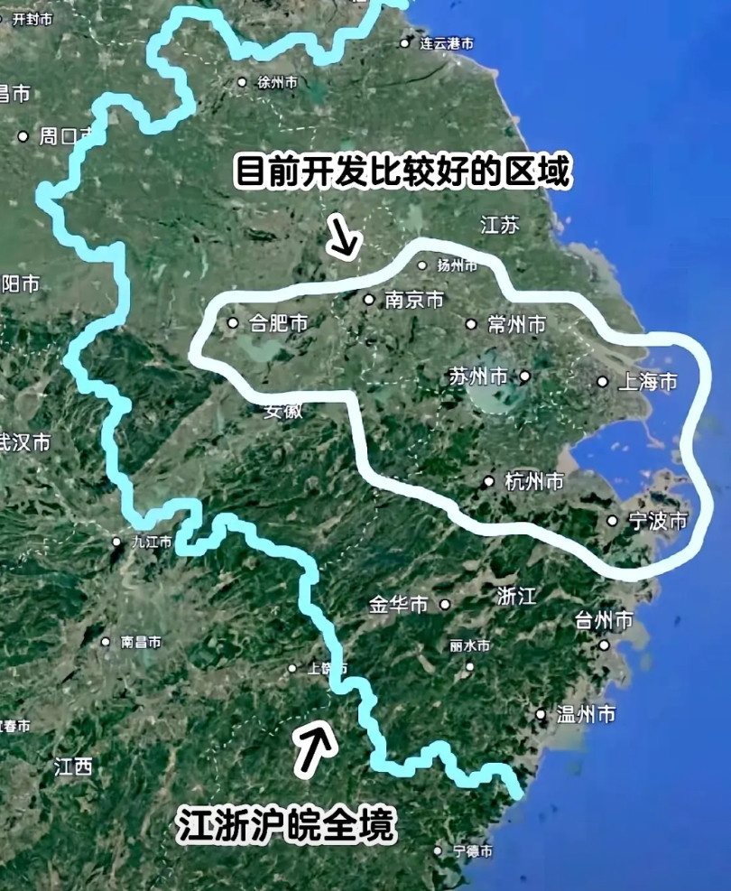 江浙沪皖全境里发展最好的一块地方有个特点，那就是这些地方属于半山半水。全是平