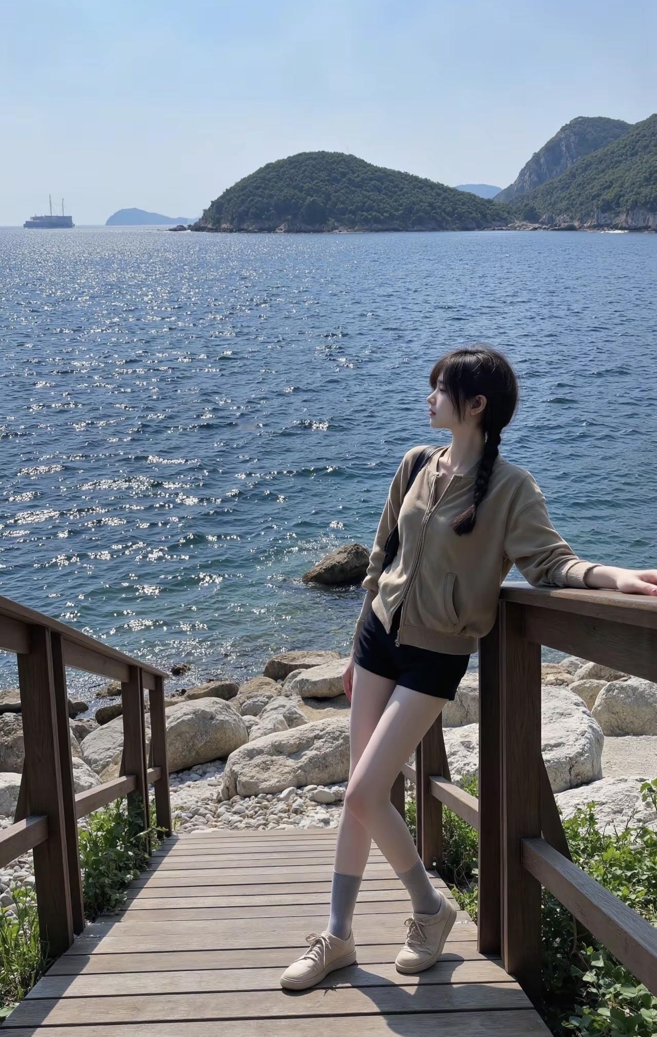 海风吹成的麻花辫，裹着浅棕调的松弛感。