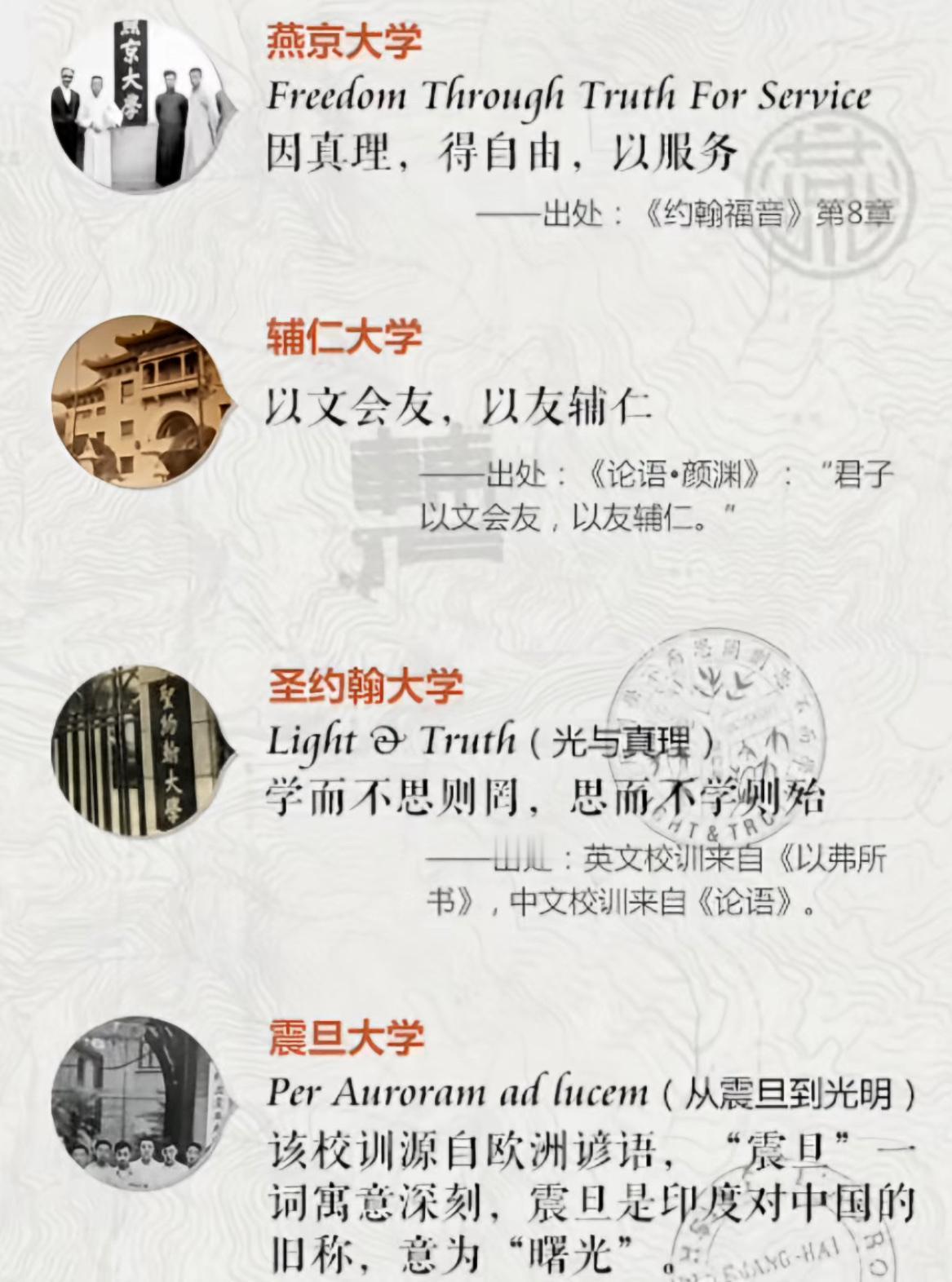 民国时期各个大学的校训。你最喜欢哪个大学的校训？民国大学