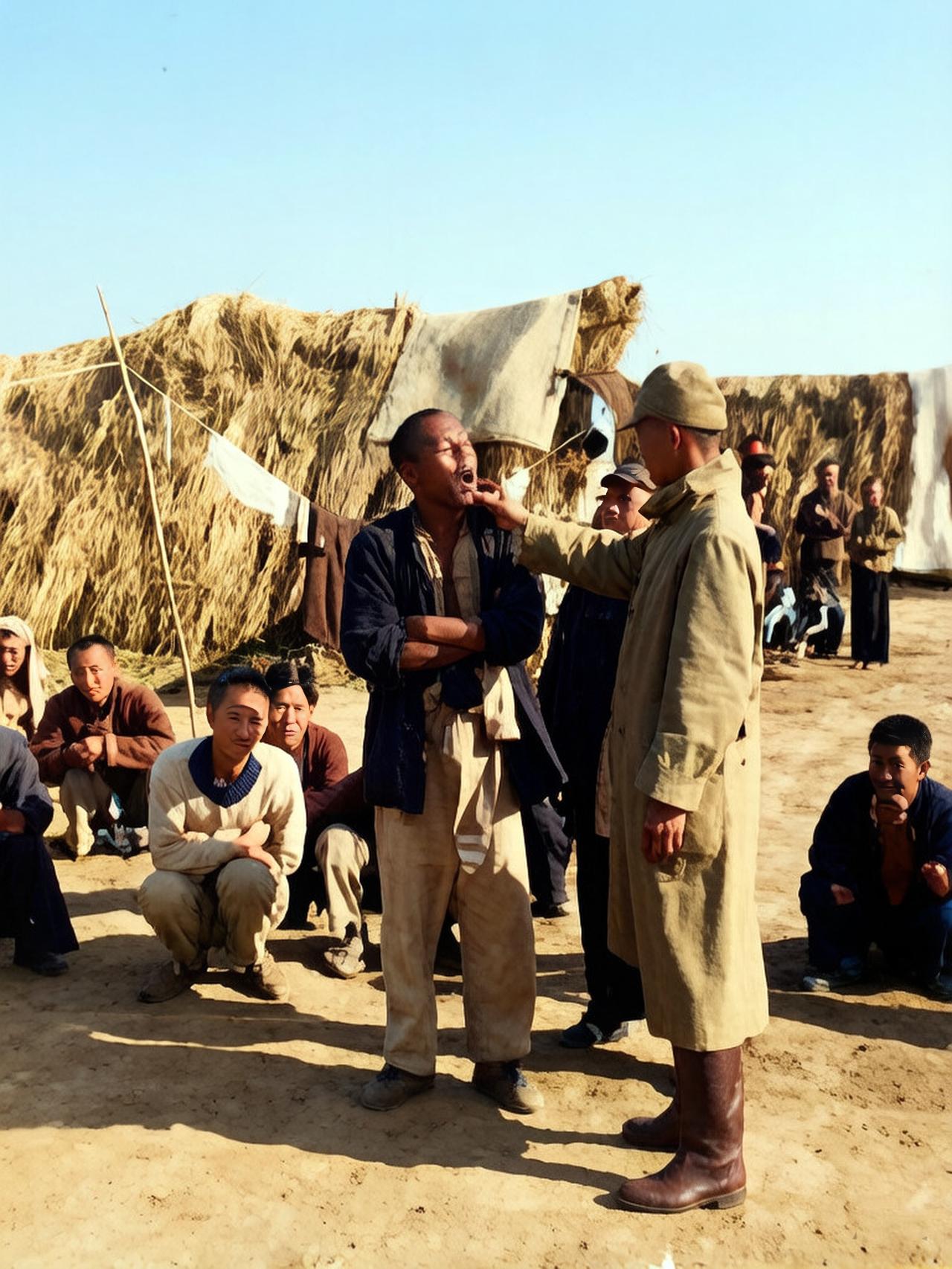 南京沦陷之后，一名日本军人正在难民区内搜捕可能混入的中国军人，检查的方法极其简单