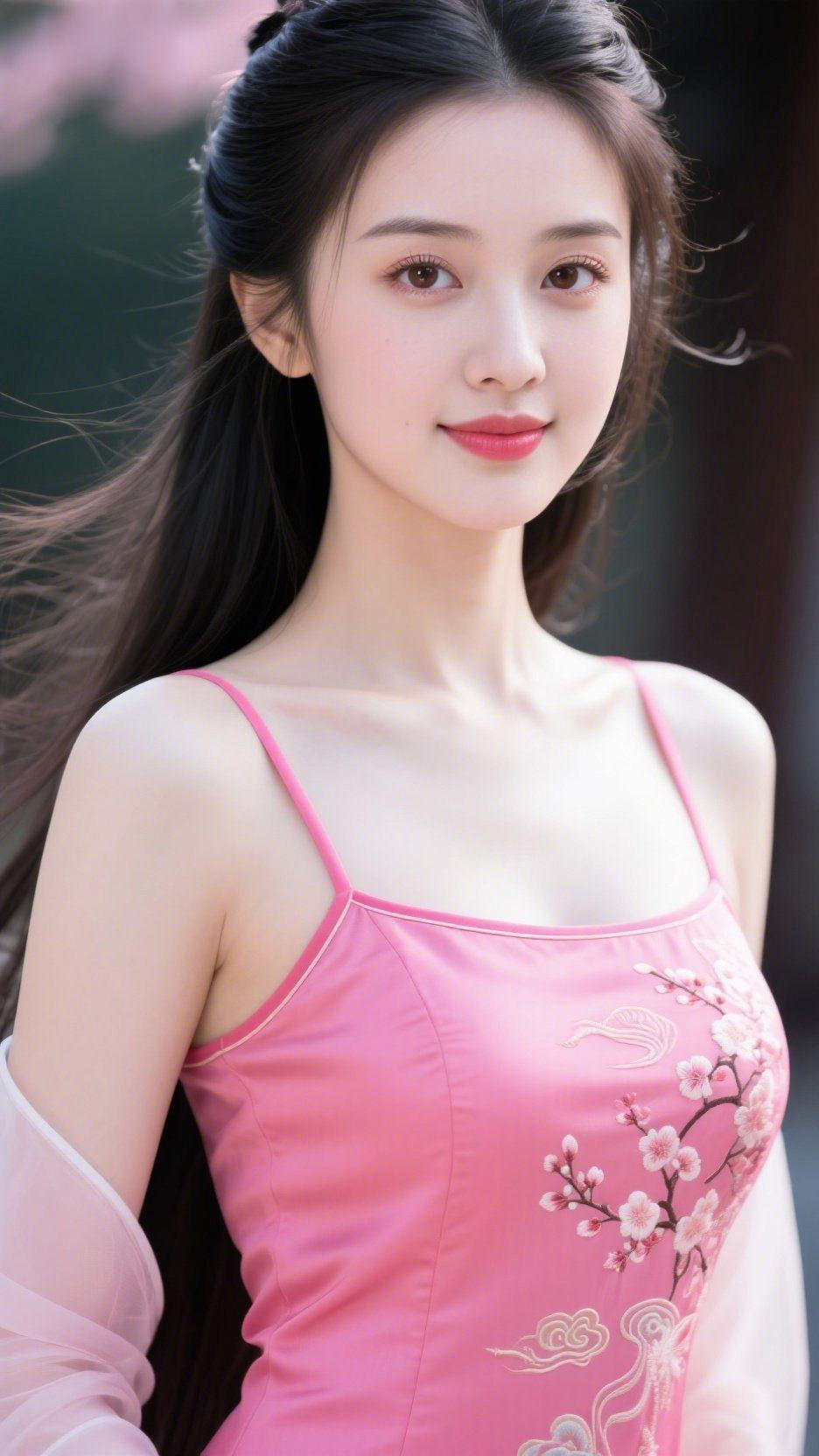 《粉衫沾得春浅香》风掠过发梢时，她像把春阳妥帖收进了粉衫。缎面裹着轻软的光