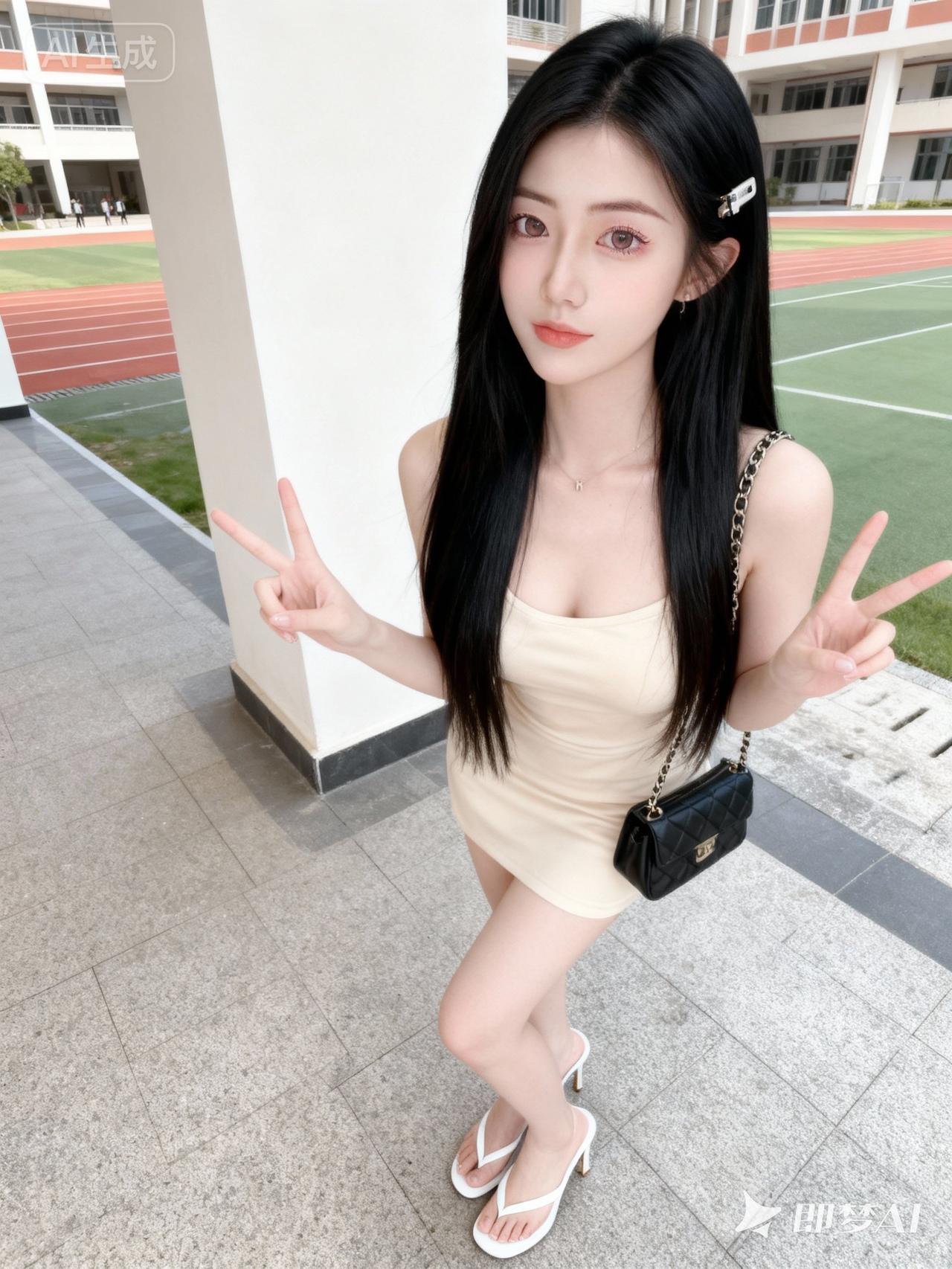 高颜值清纯可爱长相、绝美双眼，精致五官、发质滑顺有光泽、透白皮肤。精致女性，冷