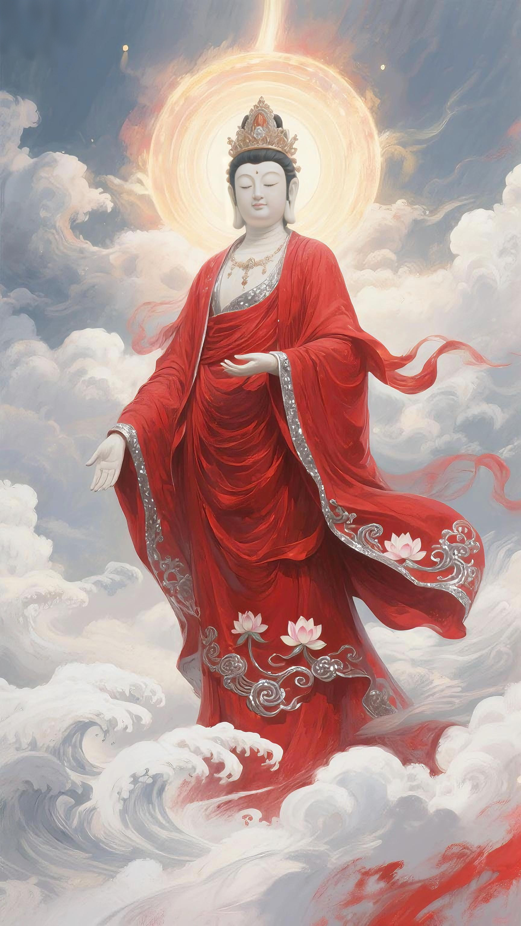 遇见红衣观音，必拜，象征福运，财运，贵人运，礼赞许愿，菩萨保佑你得贵人帮助，桃花