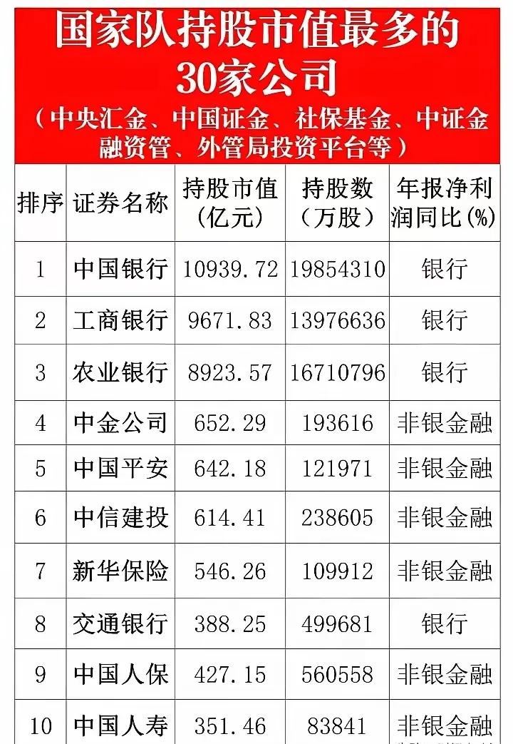 以下是关于国家队（中央汇金、中国证金等机构）持股情况的综合分析：一、国家队持
