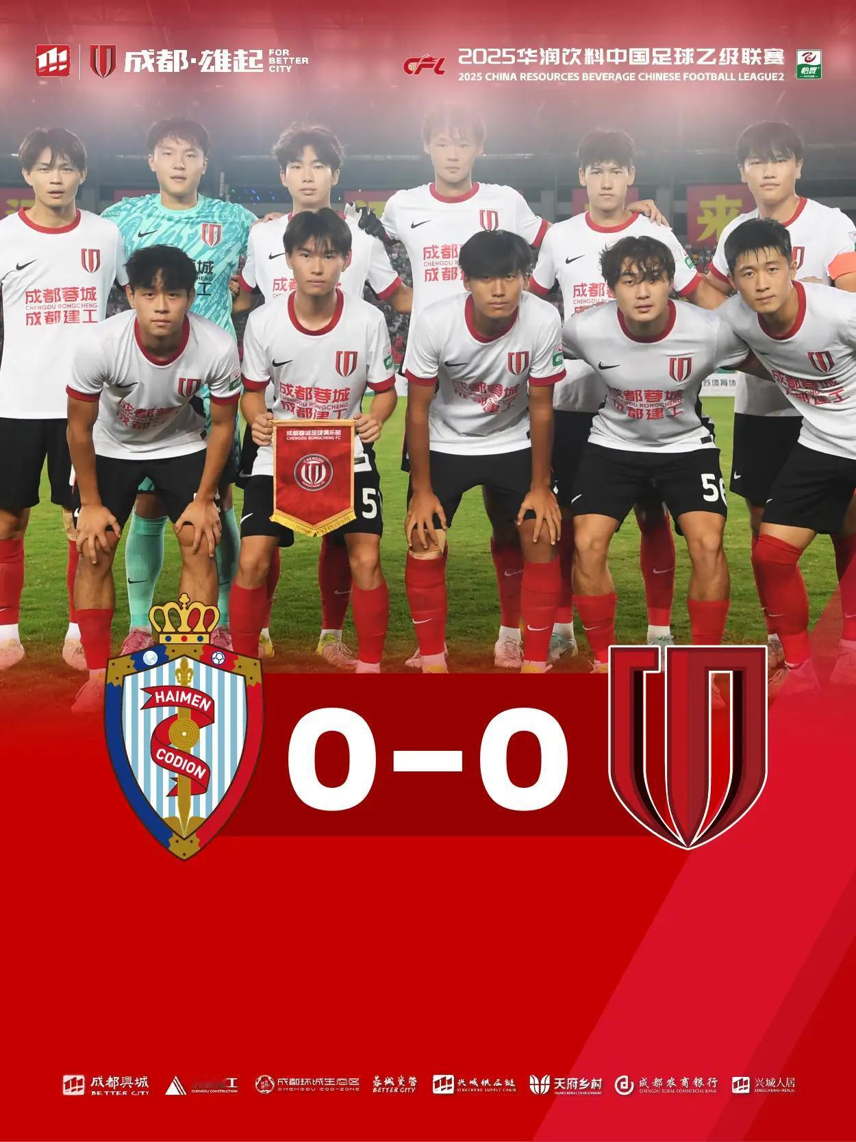 蓉城b又双叒叕平了，客场0：0战平了海门珂缔缘，延续了中乙争冠区6场不败的战绩。