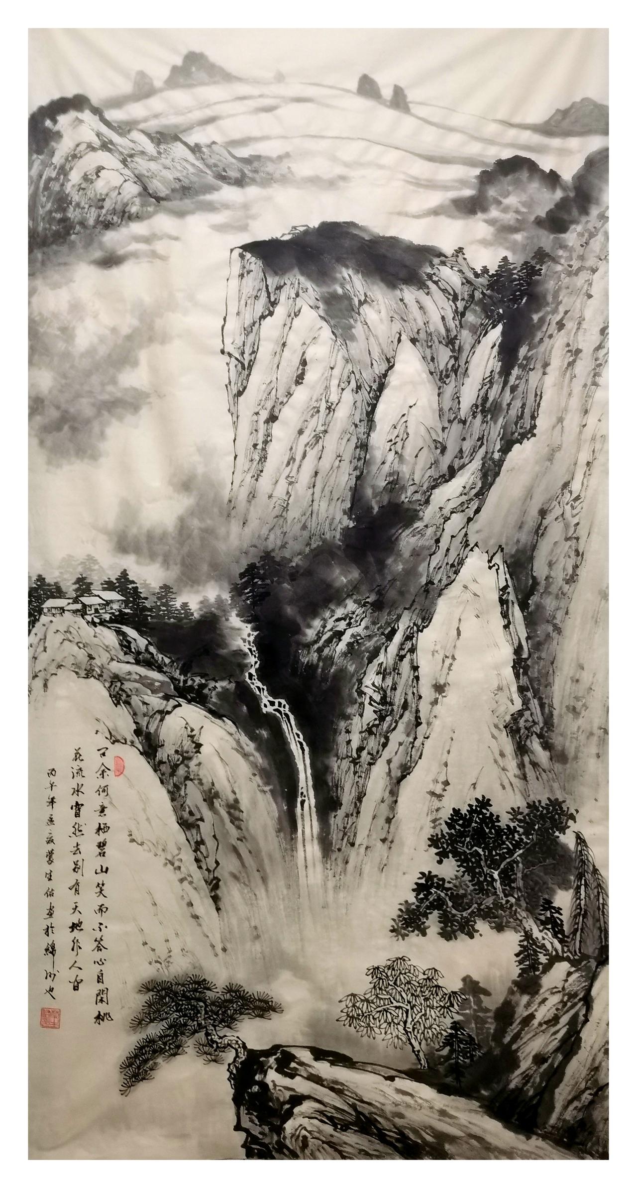 中国山水画原创作品欣赏：四尺水墨原创山水画作品水墨风格山水画水墨中国山水画