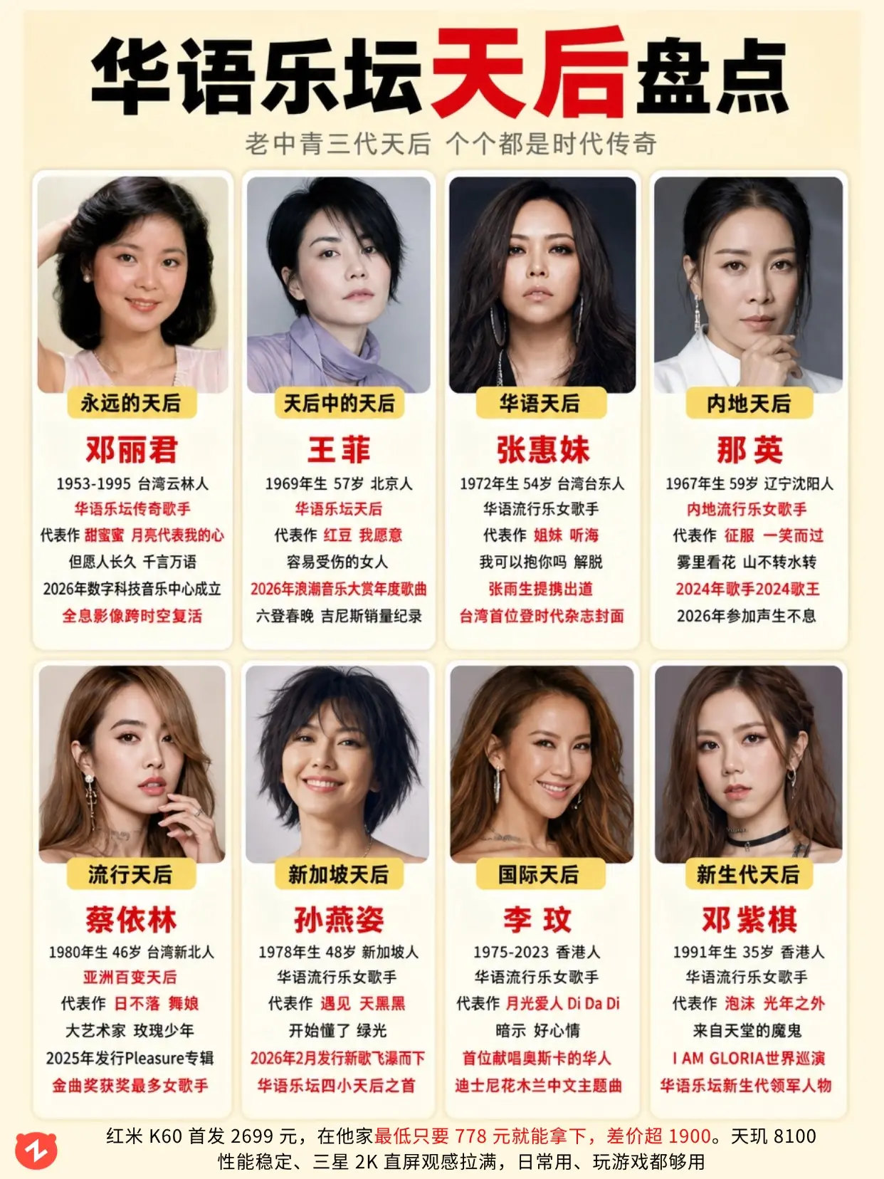 华语乐坛三代天后 个个都是时代传奇🔥。