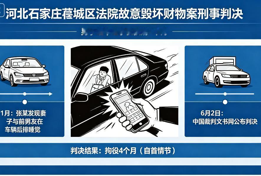 捉奸砸车？判刑4个月！石家庄33岁男子张某，亲眼撞见妻子和前任在私家车后排“叠罗