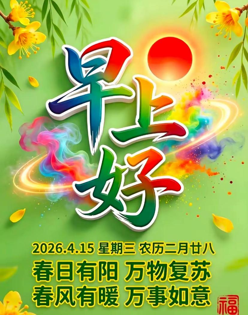 🌺☘️2026./4.15.周三早安心语☘️🌺🌱🌅晨曦微露，柔风送