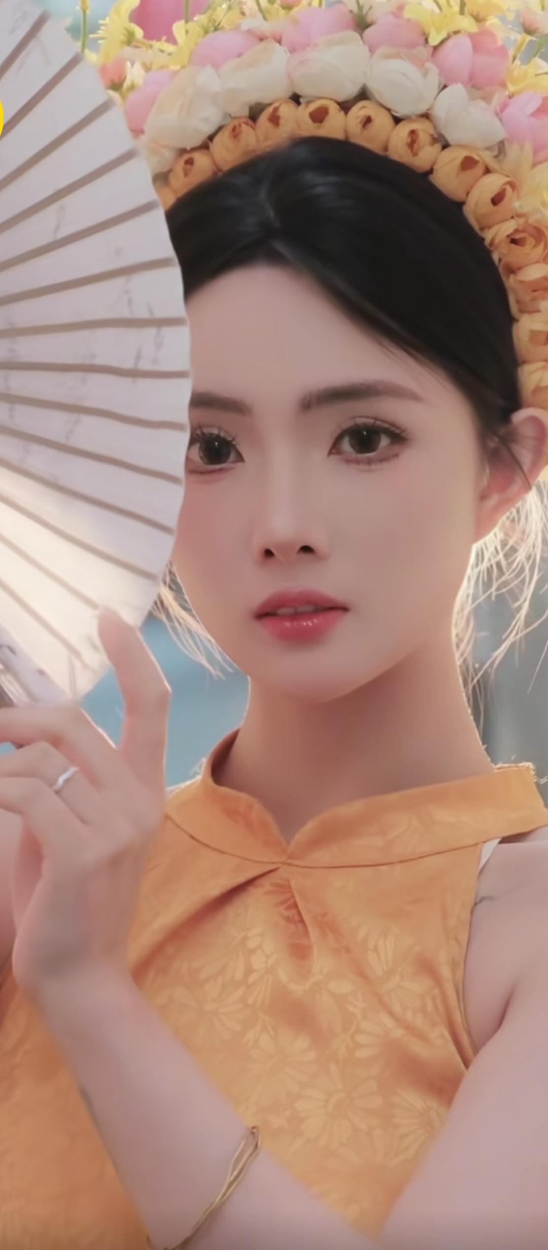 梦幻古风少女，手持团扇，花环点缀，韵味十足！🌸💕