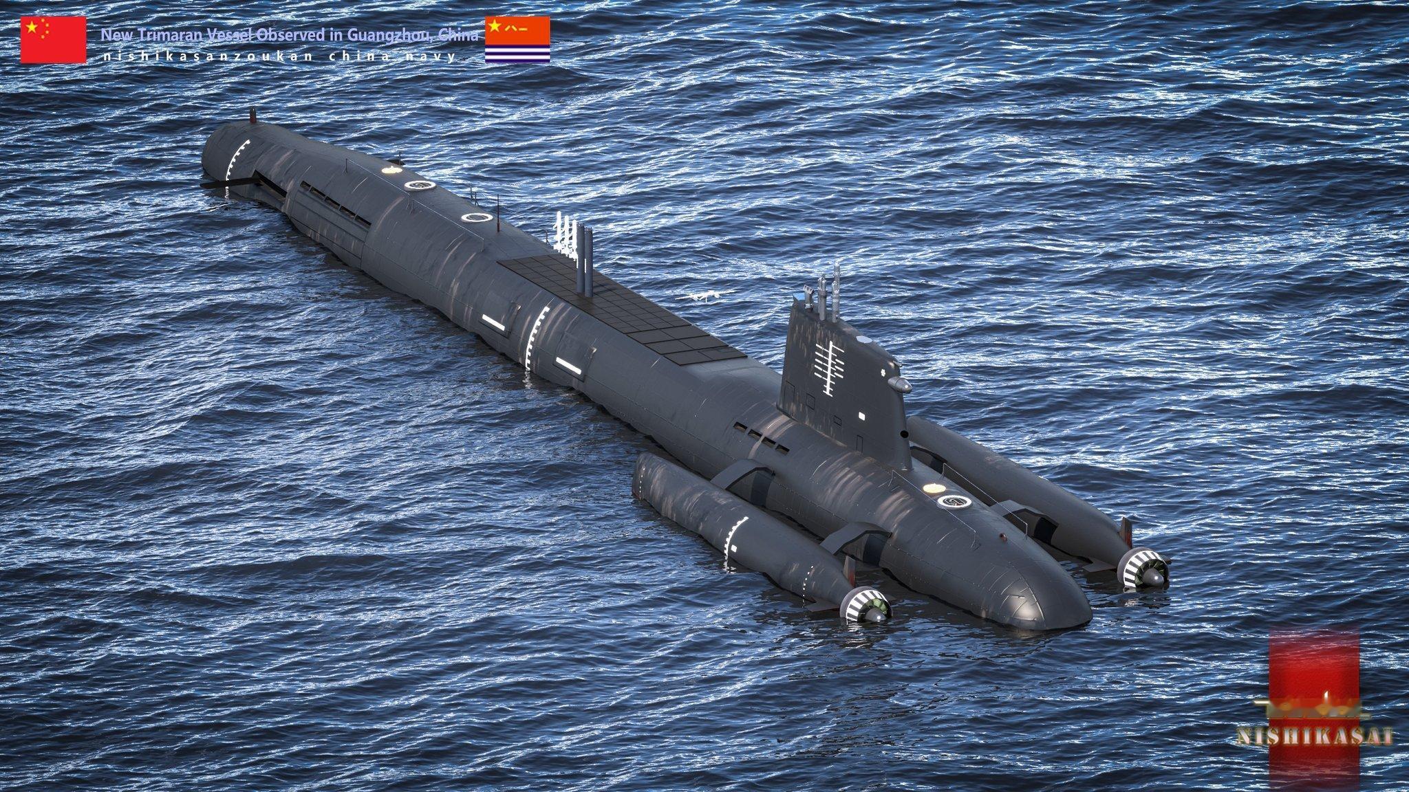 离谱玩意--三体无人半潜船CG图太邪恶了，真的像科幻动漫和游戏中才有的东西图