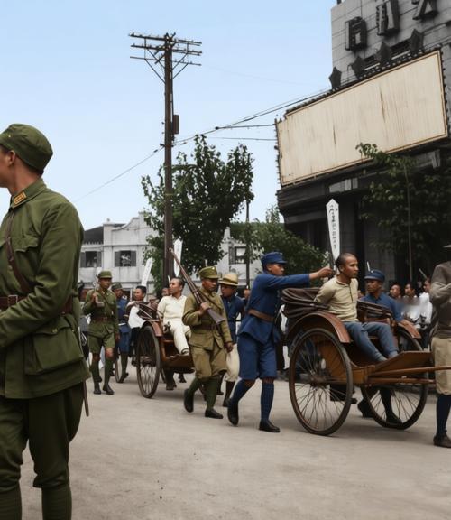 这张照片拍摄于1945年至1947年，记录了汉奸被押赴刑场执行枪决的场景194