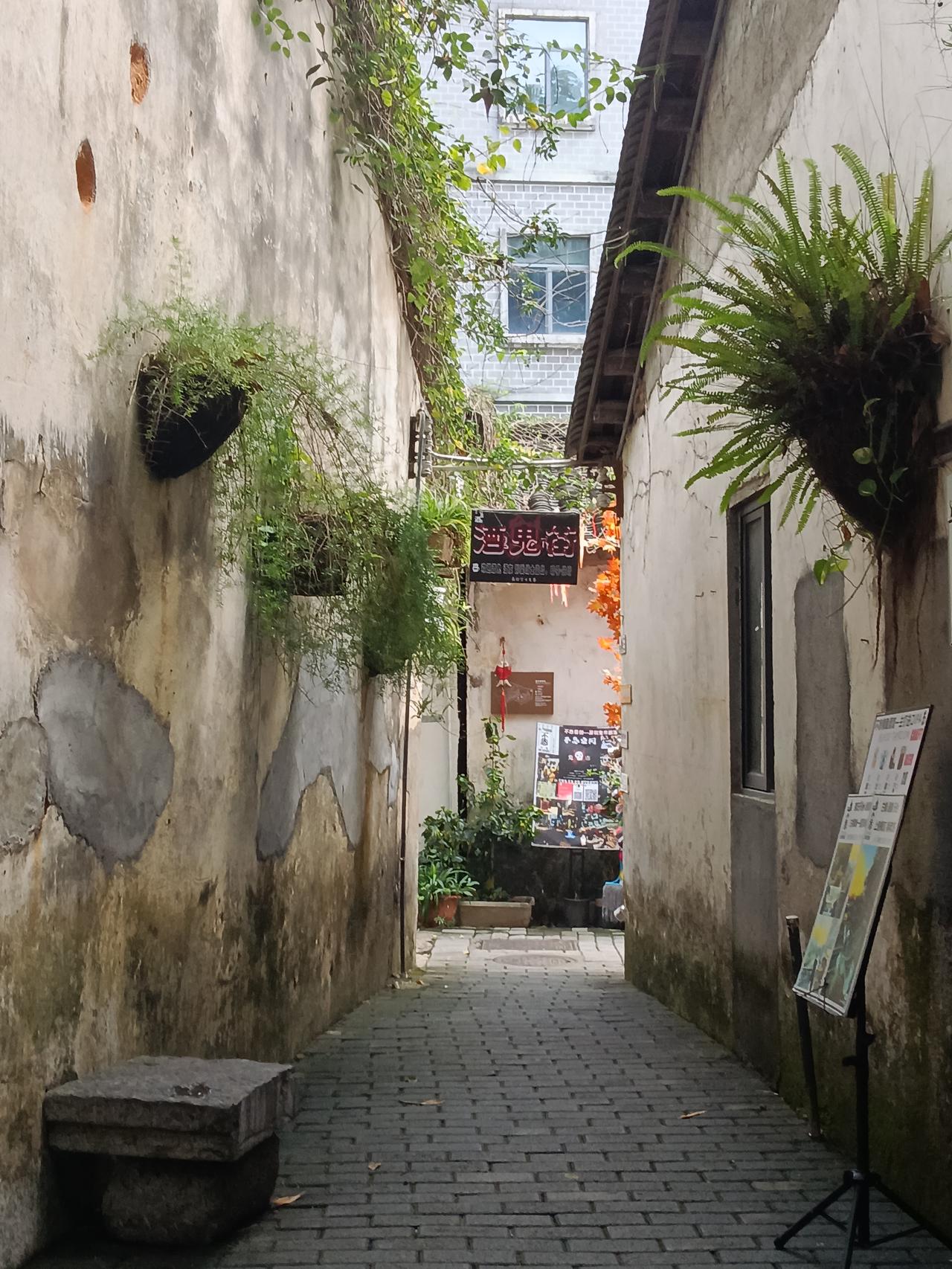 今天我来到了古色古香的甘坑古镇，它是深圳著名的旅游景田。这里有许多幽静小巷和网红