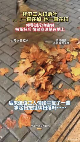 落叶扫不尽，委屈谁能懂？辽宁一环卫工人被误解崩溃躺地，戳中多少打工人的痛“