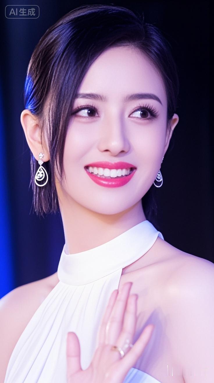 优雅白裙，甜美笑容，闪耀耳环，完美女神！💖✨