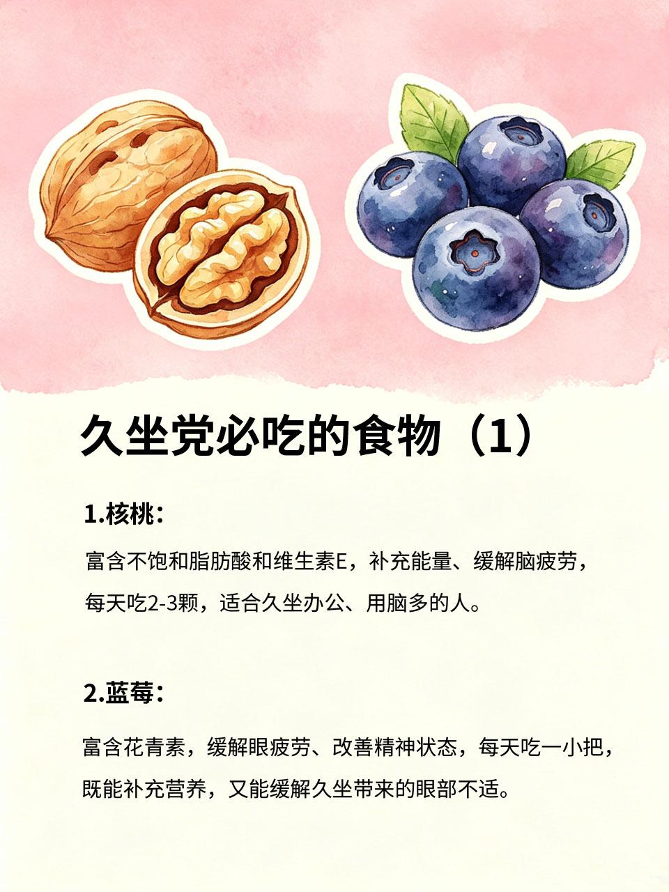 久坐党必吃！缓解疲劳就靠这几种食物现在很多人久坐不动🪑、腰酸背痛🤕、浑身乏