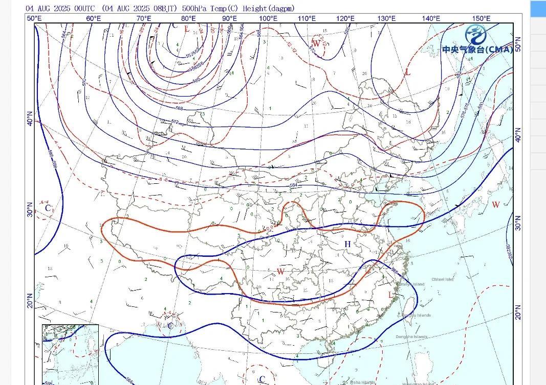 从今天的天气图实况来看，今天副热带高压依然控制了西藏东部、四川、重庆一带。华南广