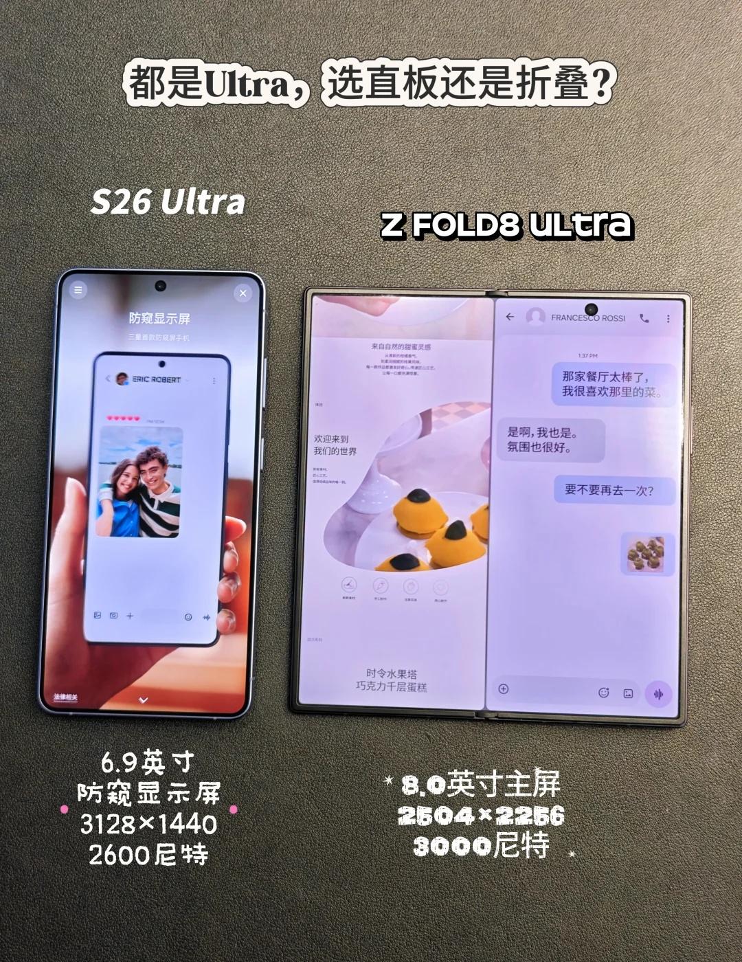 都是Ultra，选直板还是折叠?三星三星S26Ultra三星ZFold8U