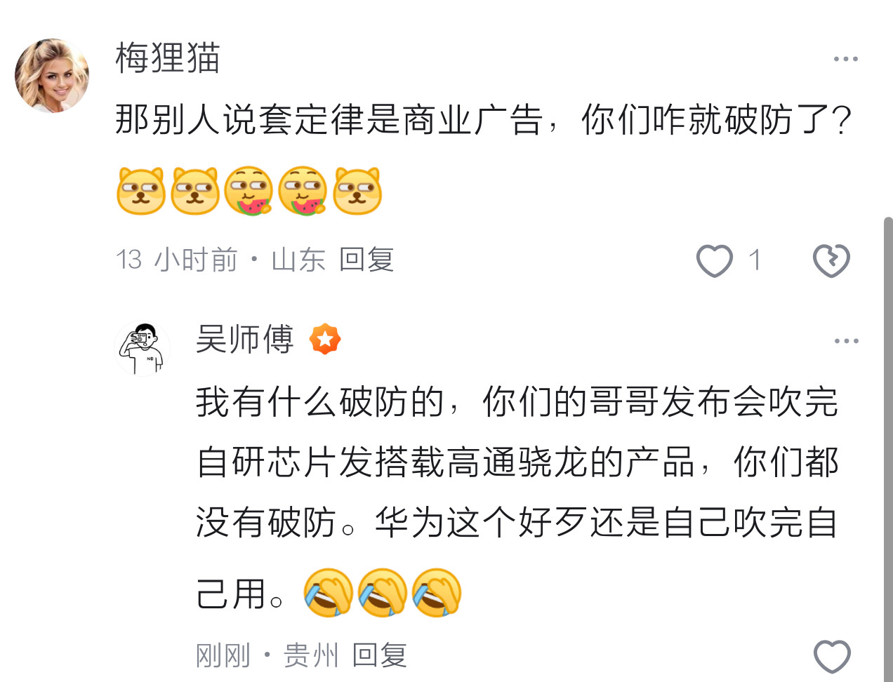 不就是阴阳怪气嘛，谁还不会。就算韬定律芯片是吹牛逼，吹完牛逼至少真用。而不是像别