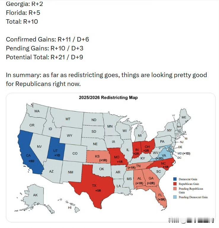 当前中期选举重新划区最新状态：已确认民主党获得席位：加利福尼亚州：民左党