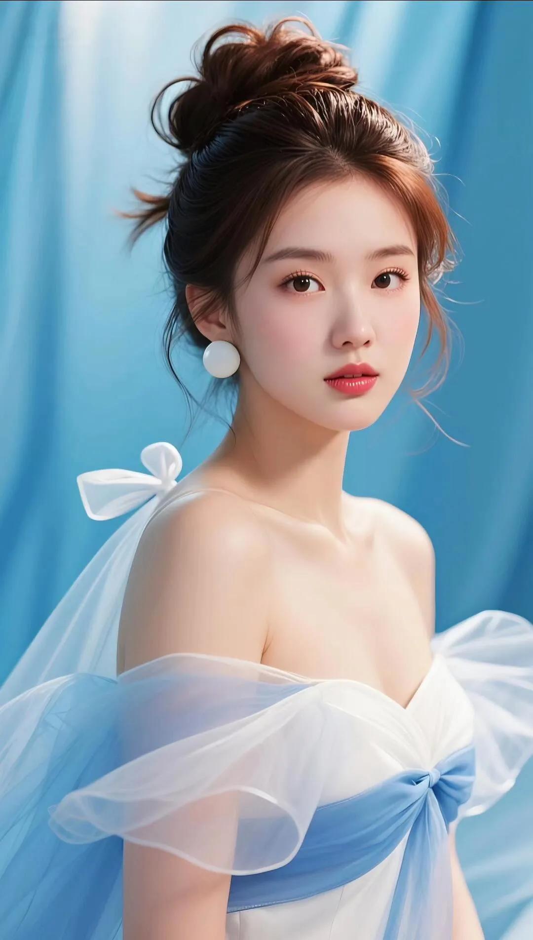 梦幻蓝纱裙，优雅气质女神