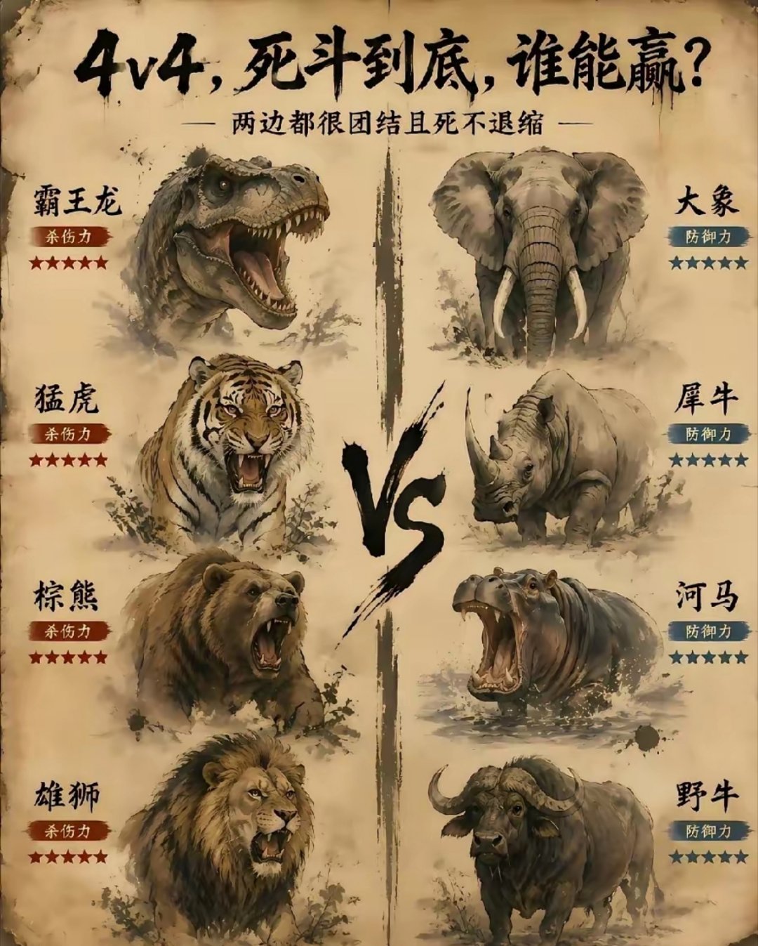 极限猛兽4v4谁更强？