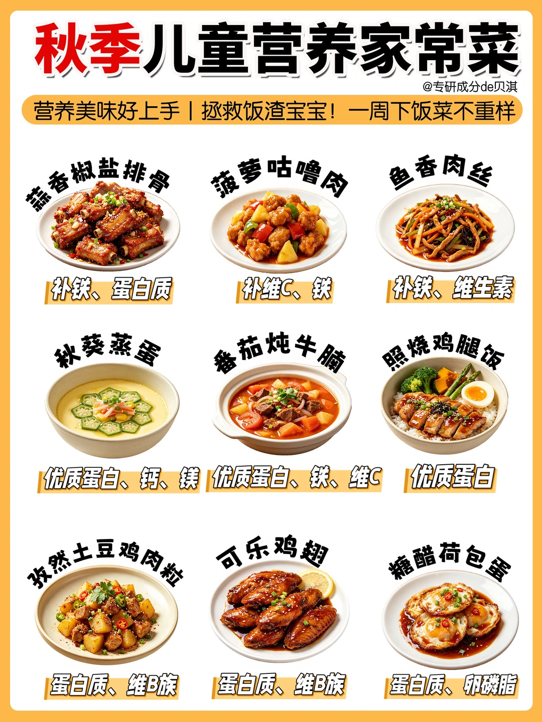 9款儿童家常菜‼️营养美味好上手，孩子吃不够