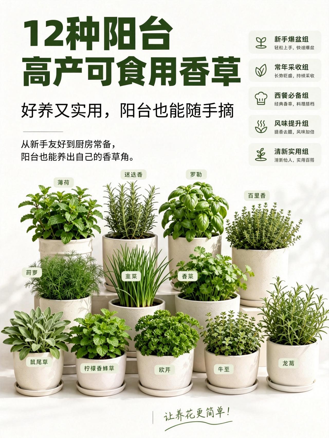 阳台香草｜好养又能吃新手也能种出小菜园阳台不光能养花，种几盆香草更实用做菜随