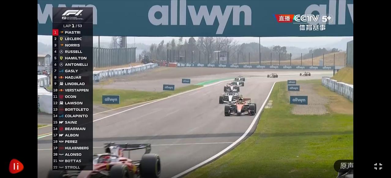 发车阶段梅奔出现大失误！迈凯伦占得先机，皮亚斯特里、诺里斯分别跃升至第一第三，第