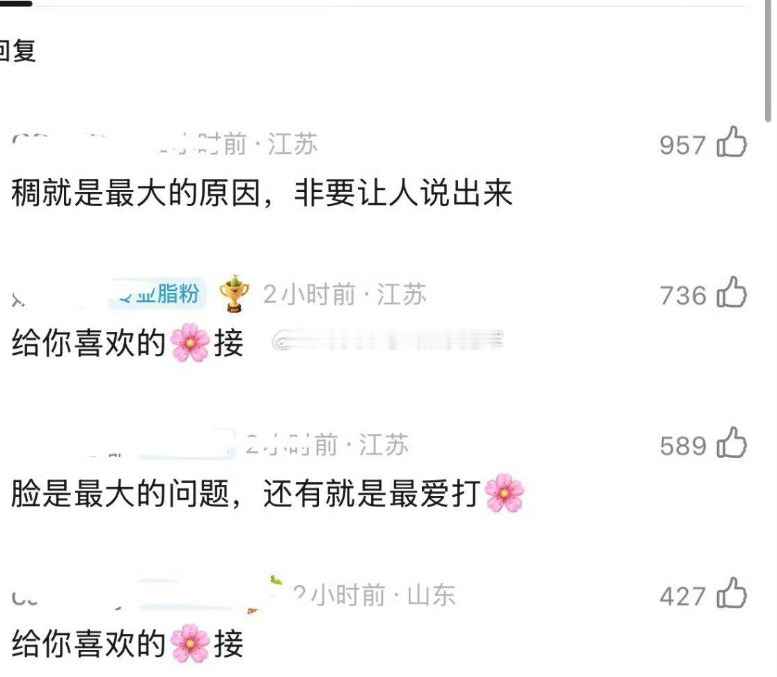 有网友问，至今不明白🌸粉们为什么不满意刘宇宁，底下的高赞回复也太有默契了吧🙈
