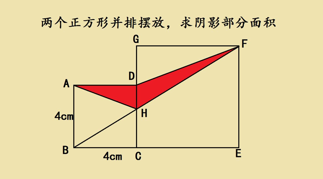 五六年级几何题：两个正方形里的阴影，原来可以这么“巧”算！五六年级的几何题