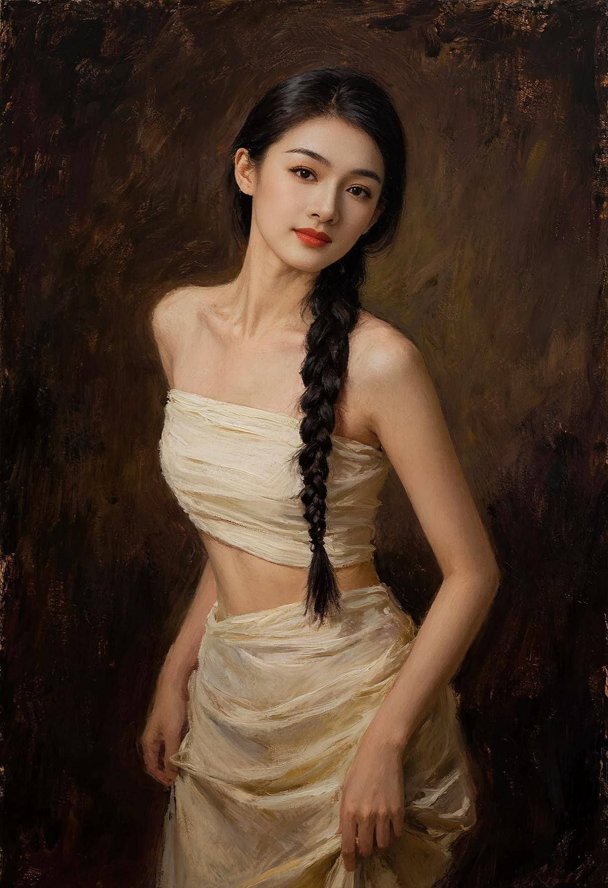 AI油画风肖像随变ai随便玩油画人像清透感173cm的冰小冰