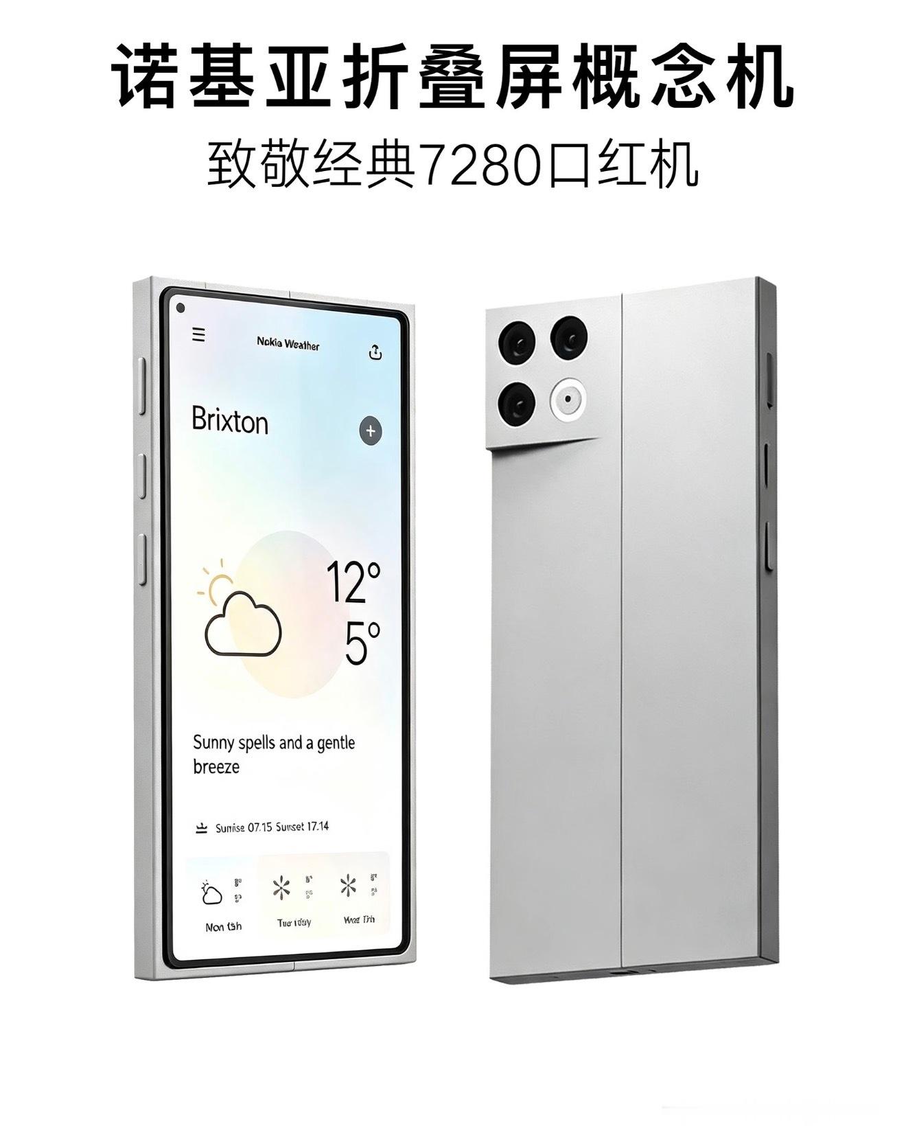 诺基亚复古折叠概念机狠狠戳中情怀！还记得当年爆火的诺基亚7280口红手机吗？这款