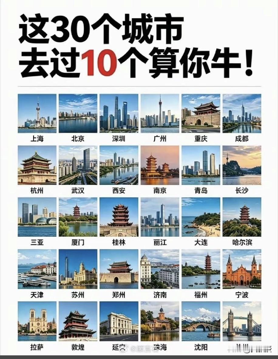 战来袭！这30座城市，去过10个就算旅行达人一张图鉴汇集国内热门目的