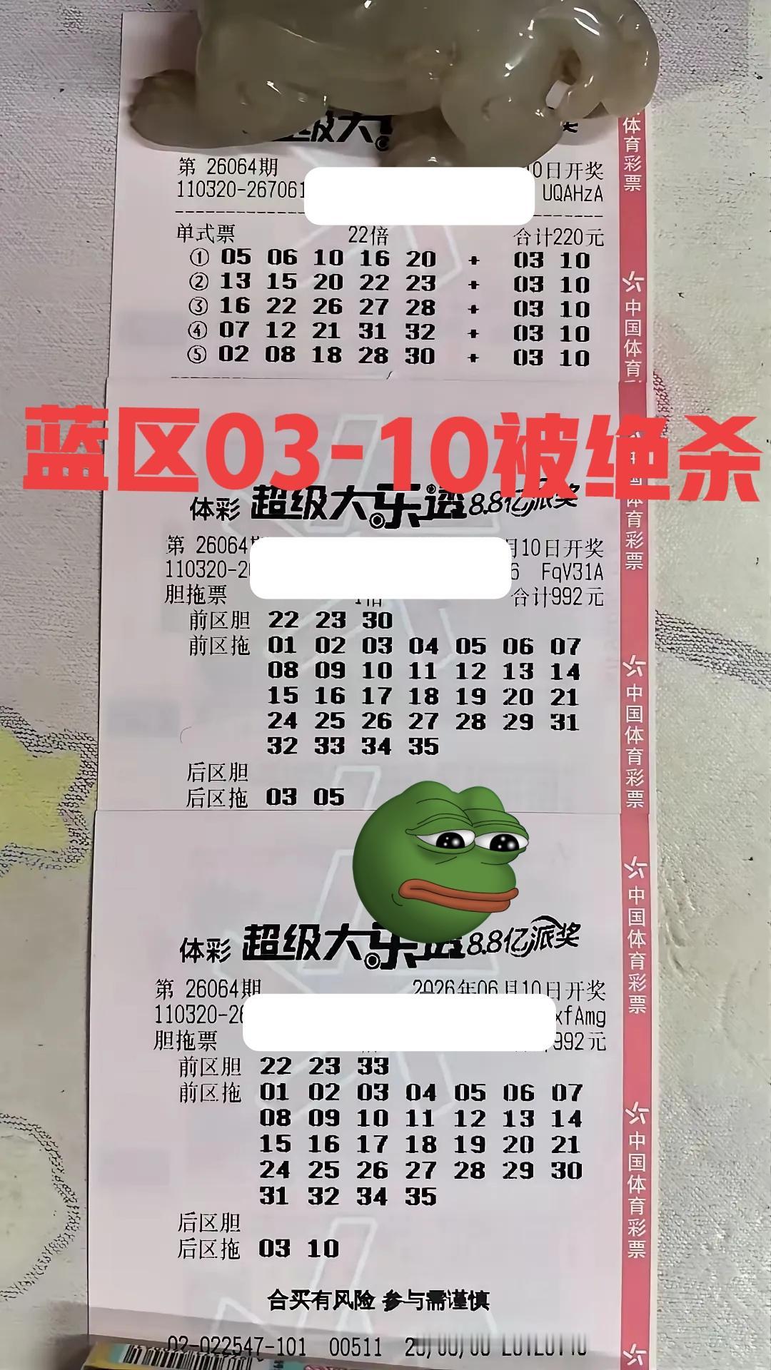 很多彩友应该在开奖前都看过大佬的组合票，也有网友认同我的观点，后区03-05-1